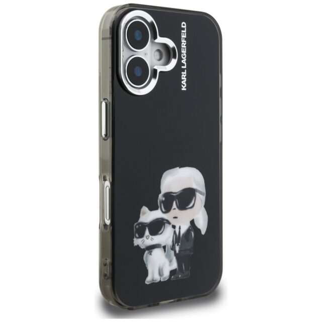 Case Karl Lagerfeld IML Aquarelle Karl   & Choupette & Logo for iPhone 16 black - imagine 4