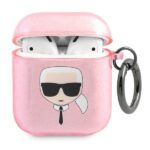 Karl Lagerfeld KLA2UKHGP AirPods cover pink Glitter Karl`s Head