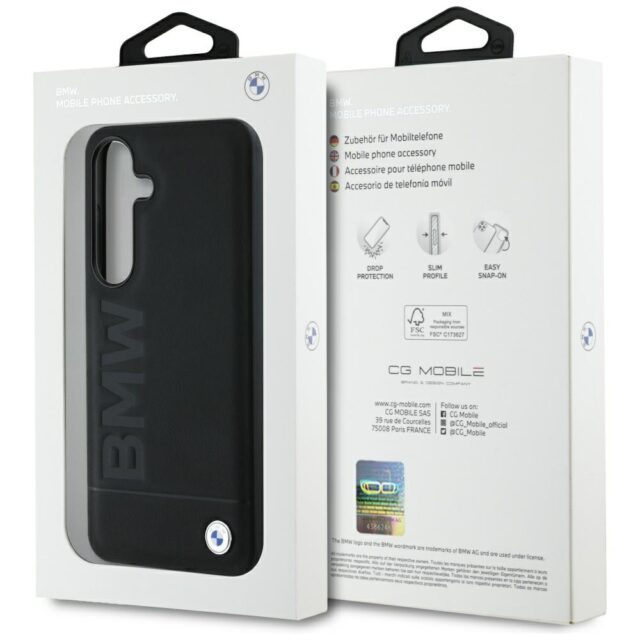 Case BMW Leather Big Wordmark for Samsung Galaxy S25 black - imagine 8