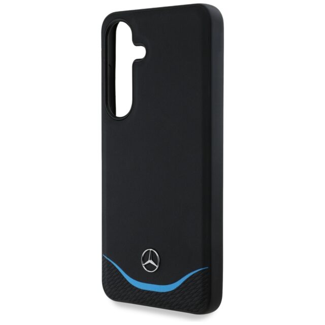 Mercedes Leather Contrasted Blue Horizontal Curve MagSafe case for Samsung Galaxy S25 black - imagine 6