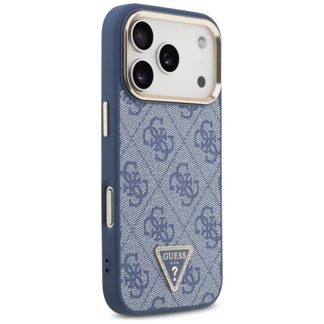 Case Guess 4G Triangle Logo MagSafe for iPhone 17 Pro blue gold - imagine 4