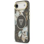 Guess IML Glitter Flowers Triangle MagSafe case for iPhone Air black - imagine 2