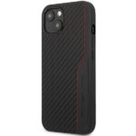 AMG AMHCP13MDEBK iPhone 13 / 14 / 15 6.1" black hardcase with Leather & Carbon and Red Stitching - imagine 2