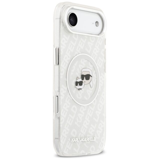 Karl Lagerfeld IML Glitter Karl & Choupette Heads Logo MagSafe Case for iPhone Air Gray - imagine 4