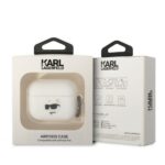 Karl Lagerfeld KLAPRUNCHH AirPods Pro cover white Silicone Choupette Head 3D - imagine 3