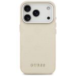 Guess Peony Hot Stamp Script MagSafe Case for iPhone 17 Pro Beige - imagine 3