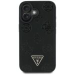 Case Guess Grained Hot Stamp Peony Triangle Logo MagSafe for iPhone 16 black - imagine 3