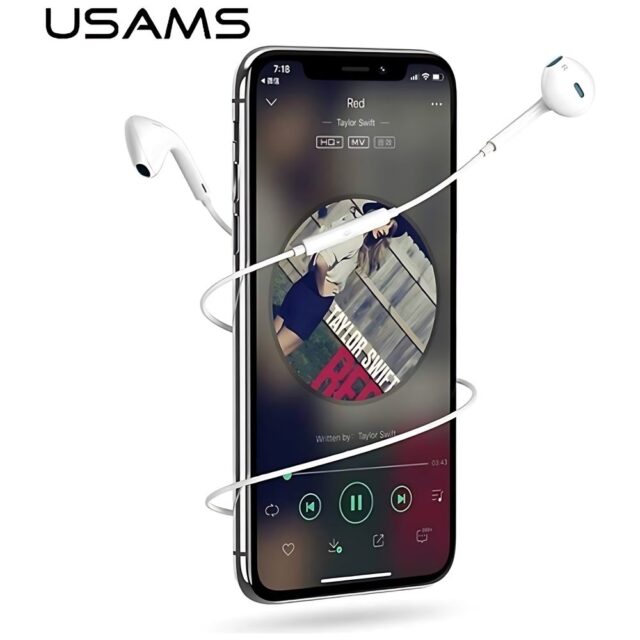 USAMS Stereo Headphones EP-24 Lightning iPhone 7/8/X/XS/XS Max/XR white HSEP2401 - imagine 3