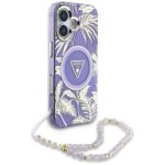 Case Guess Palm Trees Triangle Pearl Strap MagSafe for iPhone 16 purple - imagine 3