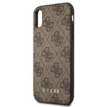 Guess GUHCI65G4GFBR iPhone Xs Max brown hard case 4G Metal Gold Logo - imagine 6