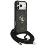 Case Guess 4G Big Logo Cord Stap         Crossbody for iPhone 17 Pro Max black - imagine 3