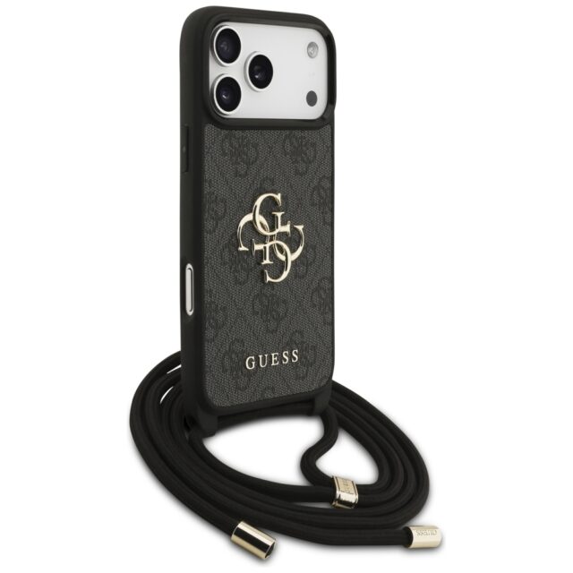 Case Guess 4G Big Logo Cord Stap         Crossbody for iPhone 17 Pro Max black - imagine 3