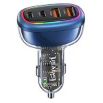 USAMS car charger 2xUSB-C 2xUSB-A C34 120W Fast Charge blue CC169CC01 (US-CC169)
