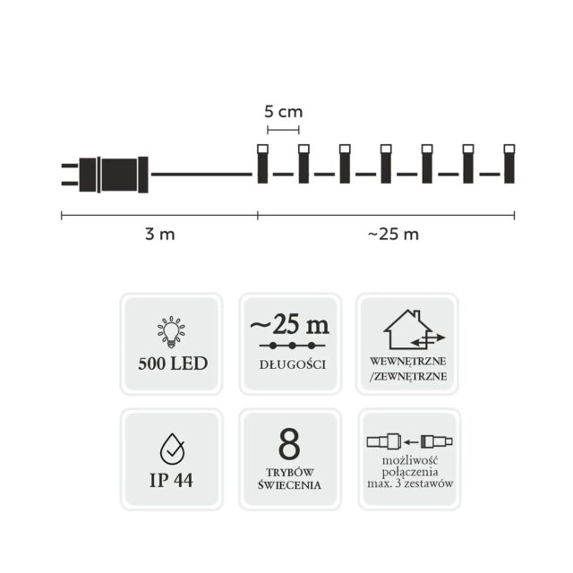 Extralink LED Lights, 500L Warm White, Length 3 + 25 m Indoor/Outdoor - imagine 3