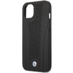 Case BMW BMHCP13MRPSLK iPhone 13 / 14 / 15 6.1" black hardcase Leather Debossed Lines - imagine 6