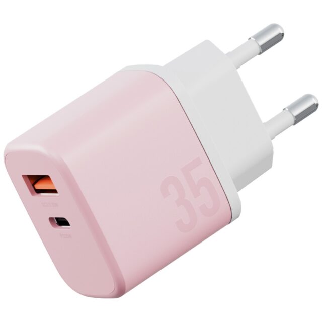 Wall charger Bazic GoPort Velox Kit USB-C/USB-A GaN 35W with cable pink - imagine 2
