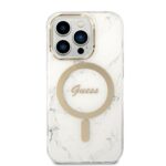 Guess Set GUBPP14LHMEACSH Case+Charger iPhone 14 Pro 6,1"white hard case Marble MagSafe - imagine 3