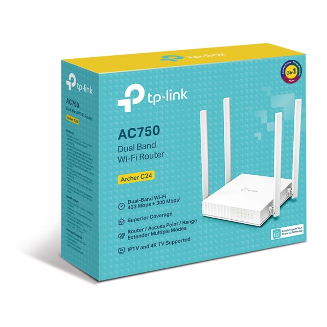 TP-Link Archer C24 | WiFi Router | AC750, Dual Band, 5x RJ45 100Mb/s - imagine 4