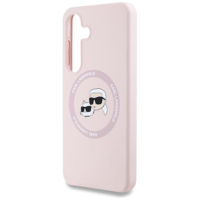 Case Karl Lagerfeld Silicone Double Heads And Circle MagSafe Samsung Galaxy S25 pink - imagine 6
