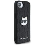 Case Karl Lagerfeld Monogram Choupette Head Pin for iPhone 16e black - imagine 4