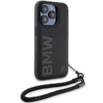 Case BMW BMHCP15X23RMRLK iPhone 15 Pro Max 6.7" black hardcase Signature Leather Wordmark Cord - imagine 3