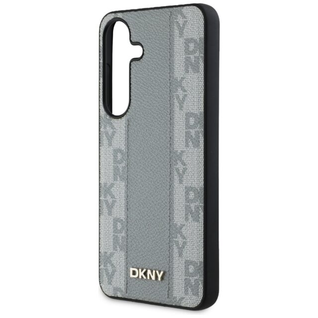 Case DKNY Leather Checkered Pattern MagSafe for Samsung Galaxy S25 taupe - imagine 6