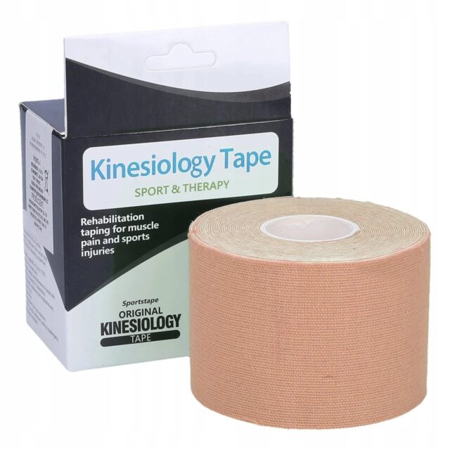 Extralink Kinesiology Tape, kinesiotaping sports tape pro 5mx5cm beige - imagine 2