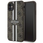 Guess GUHMN61P4RPSW iPhone 11 / Xr brown hardcase 4G Printed Stripes MagSafe