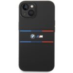 BMW BMHCP15S22SDTK iPhone 15 / 14 / 13 6.1" black hardcase M Silicone Tricolor Lines - imagine 3