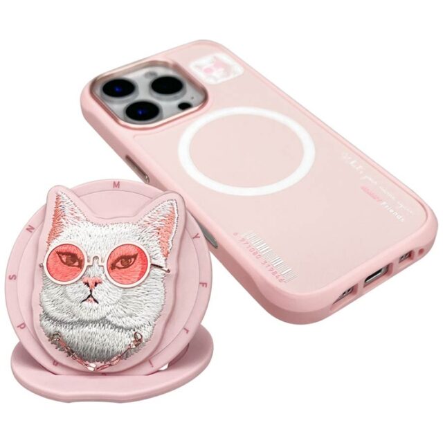 Nimmy Glasses Cool Cat MagSafe case for iPhone 16 Pro Max pink - imagine 3