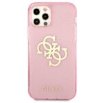 Guess GUHCP12LPCUGL4GPI iPhone 12 Pro Max 6,7" pink hard case Glitter 4G Big Logo - imagine 3