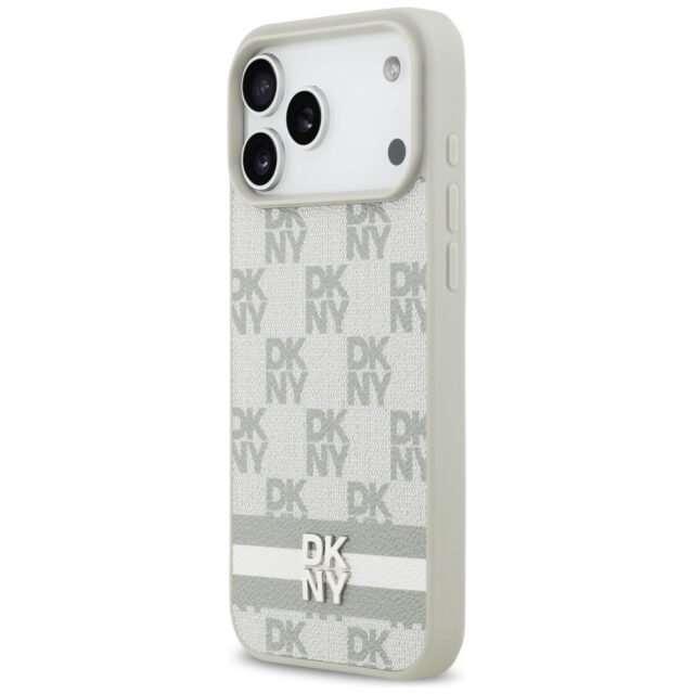 Case DKNY Checkered with Printed Stripes for iPhone 17 Pro Max beige - imagine 2