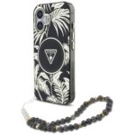 Case Guess Palm Trees Triangle Pearl Strap MagSafe for iPhone 16 black