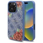 Guess GUHMP16LP4ROPEMCB iPhone 16 Pro 6.3" blue hardcase 4G Flowers Print MagSafe