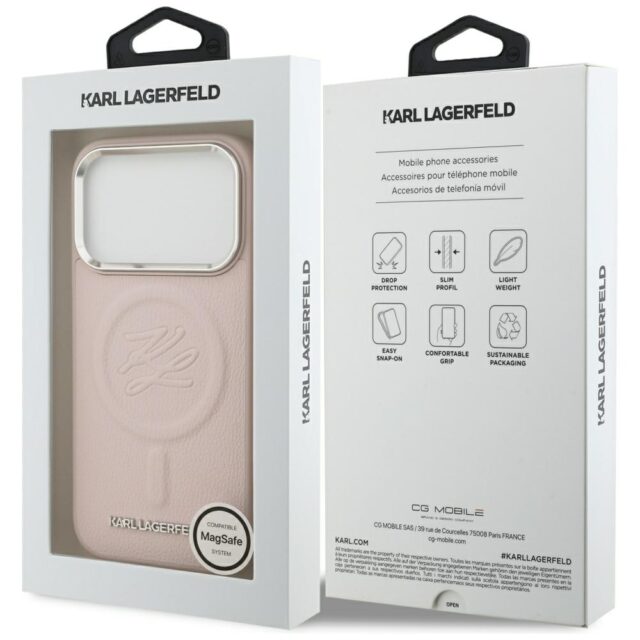 Karl Lagerfeld Initial & Metal Logo MagSafe Case for iPhone 17 Pro Pink - imagine 8