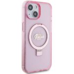 Guess GUHMP15MHRSGSP iPhone 15 Plus / 14 Plus 6.7" pink hardcase Ring Stand Script Glitter Mag - imagine 4