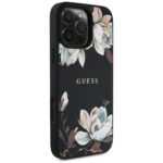 Case Guess Grained Printed Flower Pattern MagSafe for iPhone 16 Pro black - imagine 4