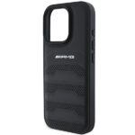 AMG AMHCP16XGSEBK iPhone 16 Pro Max 6.9" black hardcase Leather Debossed Lines Black Logo - imagine 6