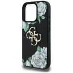 Case Guess Grained Roses Big 4G logo for iPhone 16 Pro Max black - imagine 6