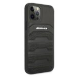 AMG AMHCP12LGSEBK iPhone 12 Pro Max 6,7" black hardcase Leather Debossed Lines - imagine 4