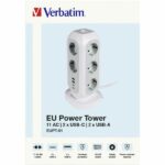 Verbatim Vertical Power Strip 15W 11xAC EU/2xUSB-C/2xUSB-A 2m EUPT-01 white 49547 - imagine 5