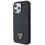 Guess GUHCP15XPCRTHCK iPhone 15 Pro Max 6.7" black hardcase Croco Triangle Metal Logo - imagine 2