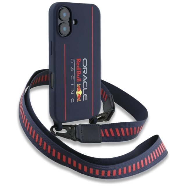 Red Bull RBHMP16S24SISOLRV iPhone 16 6.1" hardcase Silicone Strap and Vertical Logo MagSafe navy - imagine 3