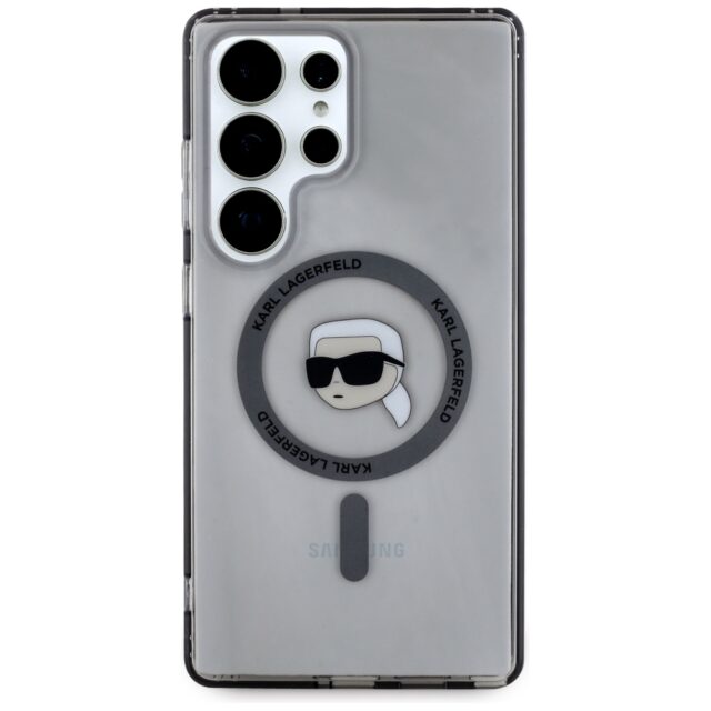 Case Karl Lagerfeld Button Karl Head Printed Logo MagSafe Samsung Galaxy S25 Ultra black - imagine 3