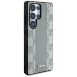 Case DKNY Leather Checkered Pattern MagSafe for Samsung Galaxy S25 Ultra taupe - imagine 4