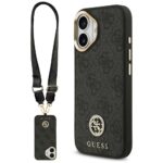 Guess 4G Strass Logo & Big Strap Metal Buttons MagSafe Case for iPhone 17 Black