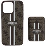 Case Guess 4G Stripes with wallet Magsafe for iPhone 16 Pro Max brown - imagine 3