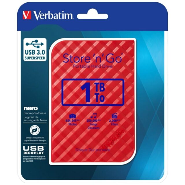 External drive Verbatim Store n Go USB 3.0 HDD 1TB red 53203 - imagine 7
