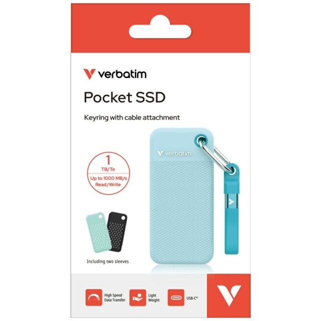 External Drive Verbatim Pocket SSD 1TB USB-C 3.2 gen.2 black-polar blue 32324 - imagine 8
