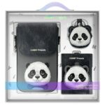 Nimmy 3in1 Set phone bag + wallet + locator case black Big Eyed Pet 2.0 Panda